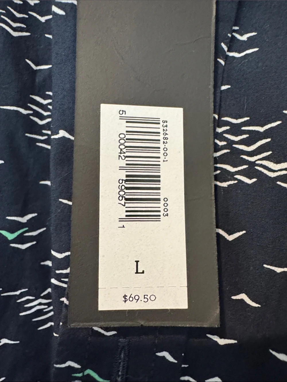 Banana Republic Navy Button-Down with White & Green Abstract Print
